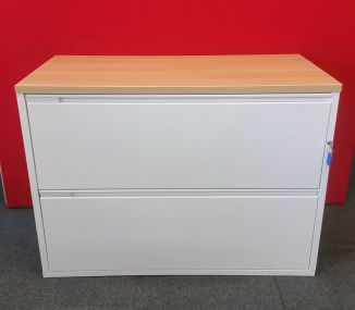Used White 2 Drawer Side Filer - Front