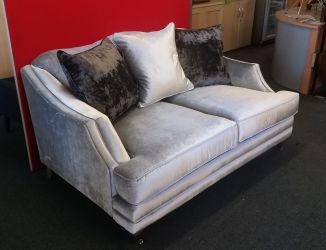 Ex Display Belvoir 2 Seater Sofa in Pewter & Charcoal Velvet
