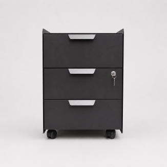 Used Black 3 Drawer Pedestal - Front