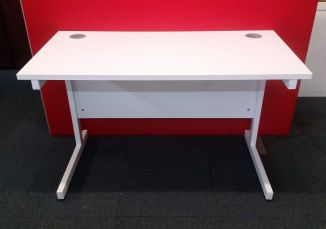 Used Unite White Office Desk - White Cantilever Frame - Front