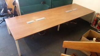 Second Hand Light Walnut Boardroom Table - 4000mm