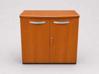 Used Desk Height Cherry Veneer 2 door Cupboard - front