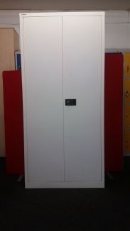 Used Bisley White Stationery Cupboard - Front