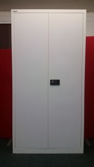 Used Bisley Traffic White Stationery Cupboard - Front