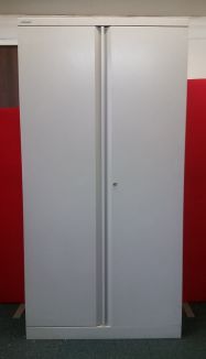 Used Bisley Goose Grey Stationery Cupboard - Front