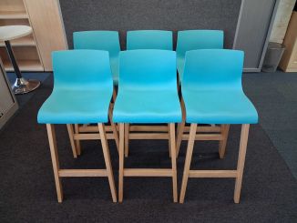 Used Cyan Blue Bar Stools - Set of 6