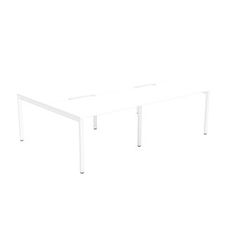 Elite 4 Person White Bench Desk - White Goal Post Legs