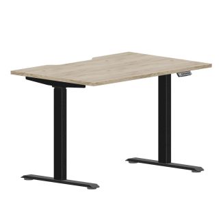 Elite Grey Craft Oak Height Adjustable Desk - Black Frame