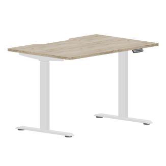 Elite Grey Craft Oak Height Adjustable Desk - White Frame
