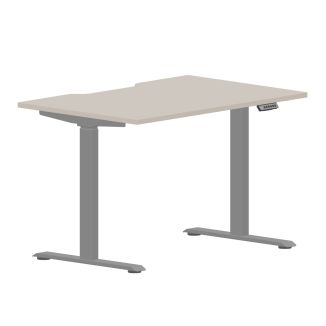 Elite Plus Cashmere Height Adjustable Desk - Silver Frame - Scallop