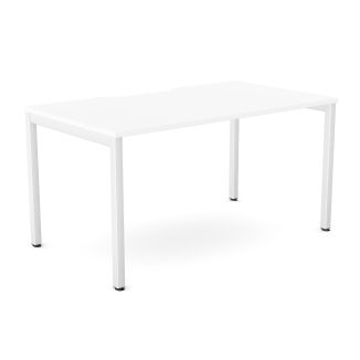 Elite White Bench Desk - White Goal Post Legs