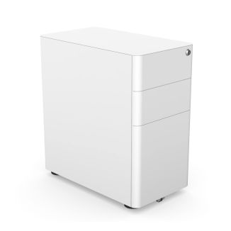 Elite 3 Drawer White Slimline Mobile Pedestal