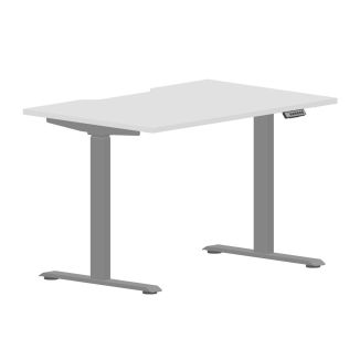 Elite White Height Adjustable Desk - Silver Frame
