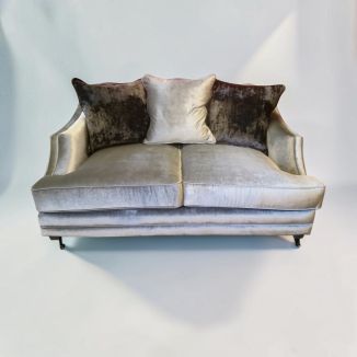 Ex Display Belvoir 2 Seater Sofa in Pewter & Charcoal Velvet