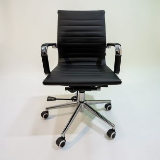 Ex Display Ribbed Back Office Chair - Black - Front