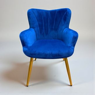 Ex Display Blue Velour Visitor Chair - Front