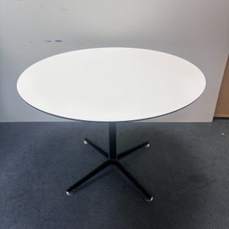 Second Hand Round White Meeting Table - Black Legs