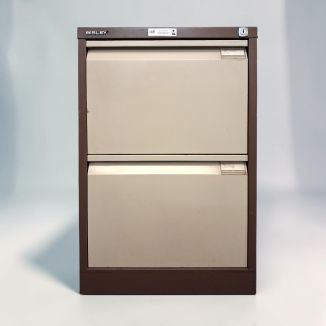Second Hand Bisley BS 2 Drawer Filing Cabinet – Coffee & Cream - Front