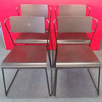 Used Black Wooden Stacking Chairs - Set of 4