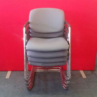 Used Grey Fabric Stacking Chairs - Set of 4