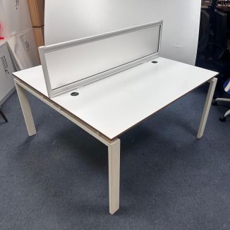 Used 2 Person Bench Desk & Screen