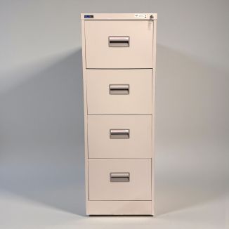 Used Silverline 4 Drawer Filing Cabinet - Light Grey - Front