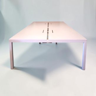 Used White 4 Person Bench Desk