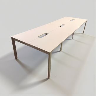 Used 6 Person White Office Bench Desk