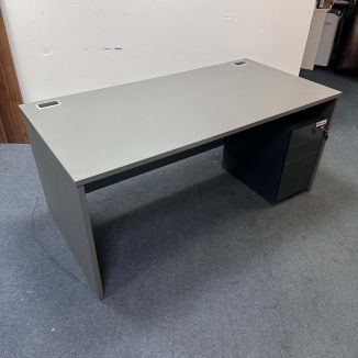 Used Anthracite Grey Desk & Pedestal Set