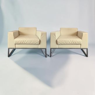 Second hand Boss Design Layla cream leather armchair - Front