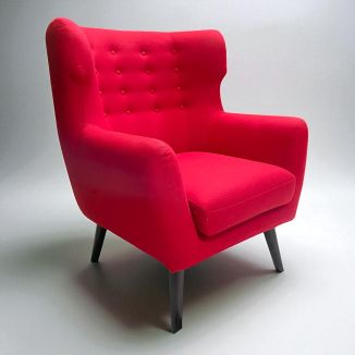 Used Red Fabric Armchair