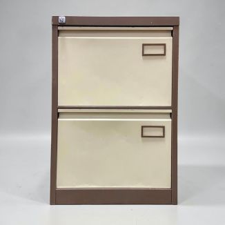 Used 2 Drawer Filing Cabinet - Coffee & Cream - Front