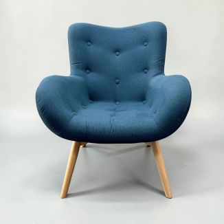 Second Hand Dark Blue Fabric Armchair