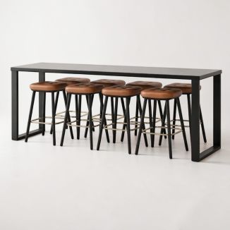 Used Black Poseur Table & Stools Set