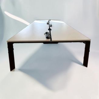 Used White Bench Desks - Black Legs