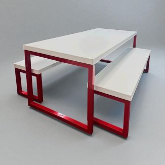 Used Frovi White Bench Table with Bench Seats