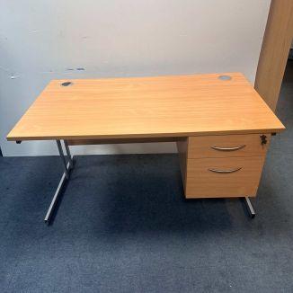 Used Budget Desk & Fixed 3 Drawer Pedestal