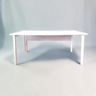Used White Bench Desk - Goal Post Legs