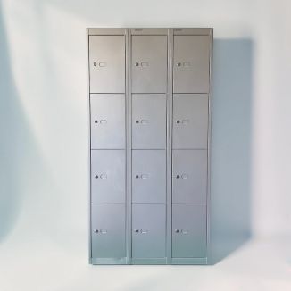 Second Hand Bisley Silver 12 Door Storage Locker - Front