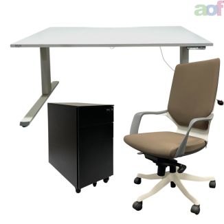 Used Office Chair, Haworth Desk, & Pedestal Set