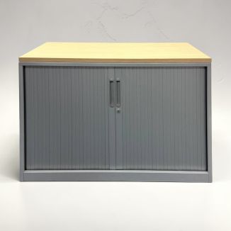 Used Grey Tambour Cupboard - Front