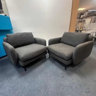 Used Dark Grey Fabric Armchairs - Set of 2