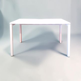 Used White Bench Desk - White Goal Post Legs