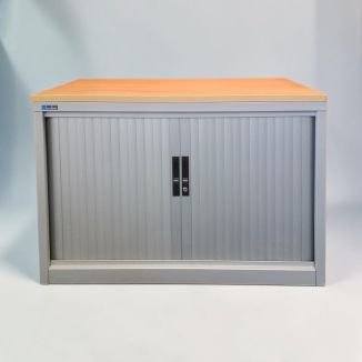 Used Silverline Desk Height Tambour Cupboard - Front