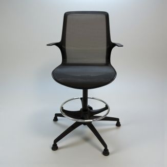 Used Black Mesh Draughtsman Chair - Front