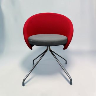 Second Hand Fabric Lobby Chair - Red & Grey