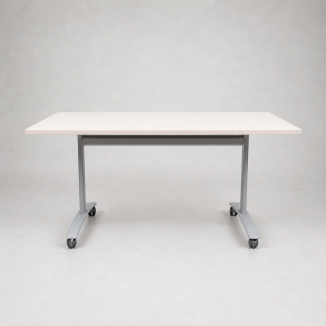 Used White Flip Top Table - Silver Frame - Front