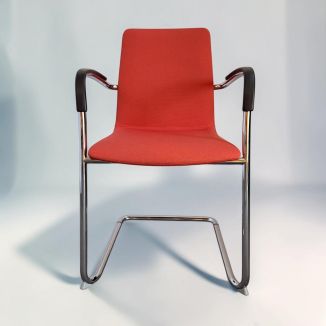 Second Hand Burnt Orange Fabric Cantilever Meeting Chair - Front