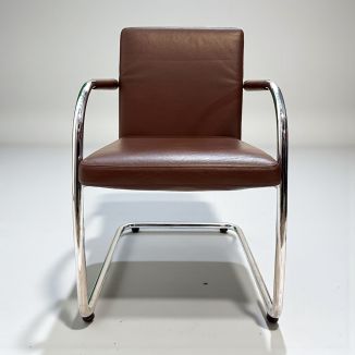 Used Vitra Dark Brown Leather Meeting Chair - Front