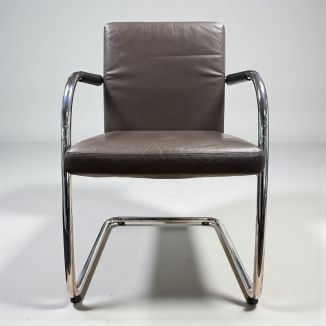 Used Vitra Dark Brown Leather Meeting Chair - Front
